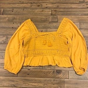 Gold Crop Top w/ Long Sleeves